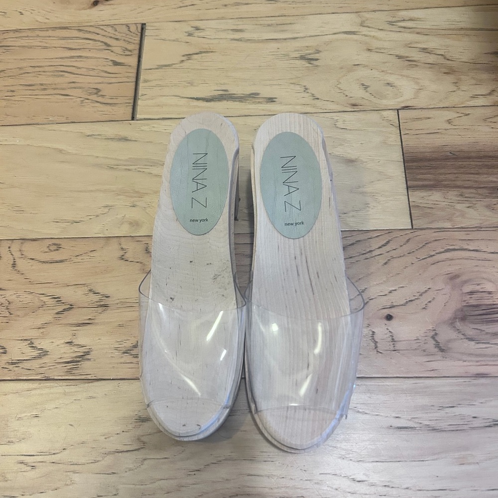 Nina Women's Clear Mules with Wooden Sole